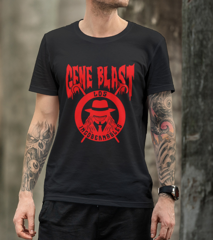 Gene Blast Los Ingobernables Mysterious Hat And Cane Emblem T-Shirt