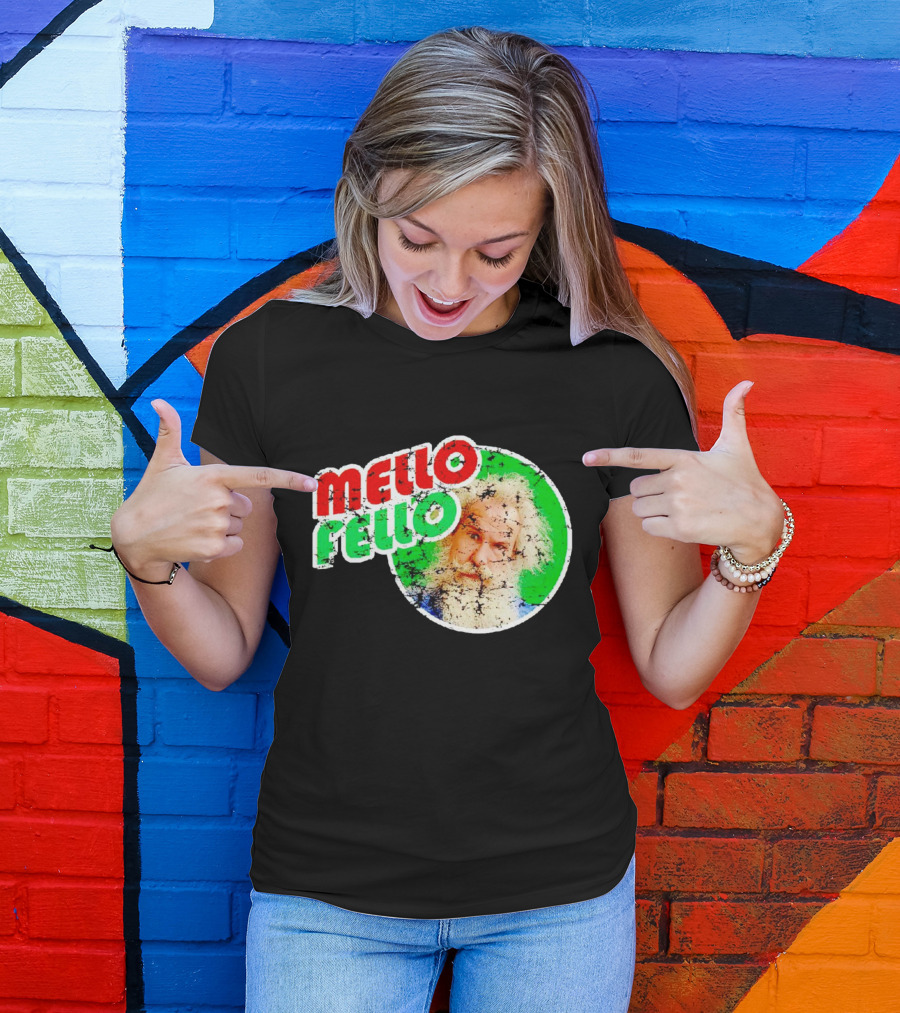 Mello Fello Vintage Distressed Green Red Circle With Bearded Man T-Shirt