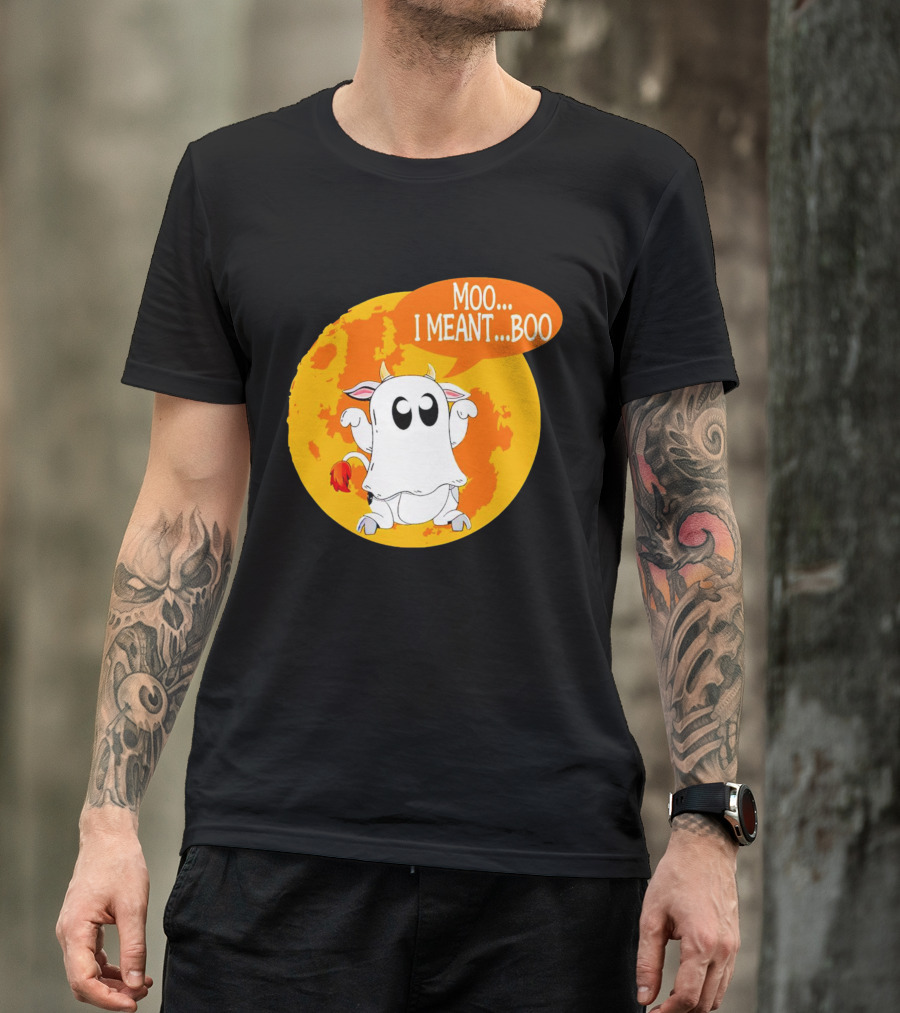 Moo I Meant Boo Ghost Cow Halloween Costume T-Shirt