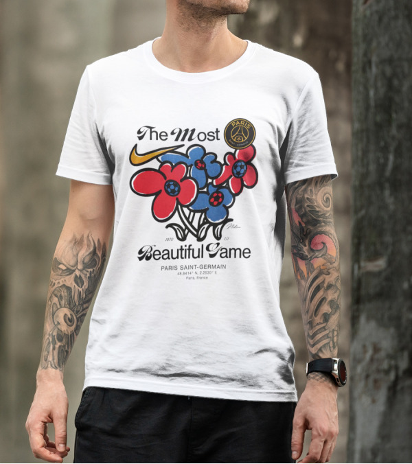 The Most Beautiful Game Paris Saint-Germain Logo And Floral T-Shirt