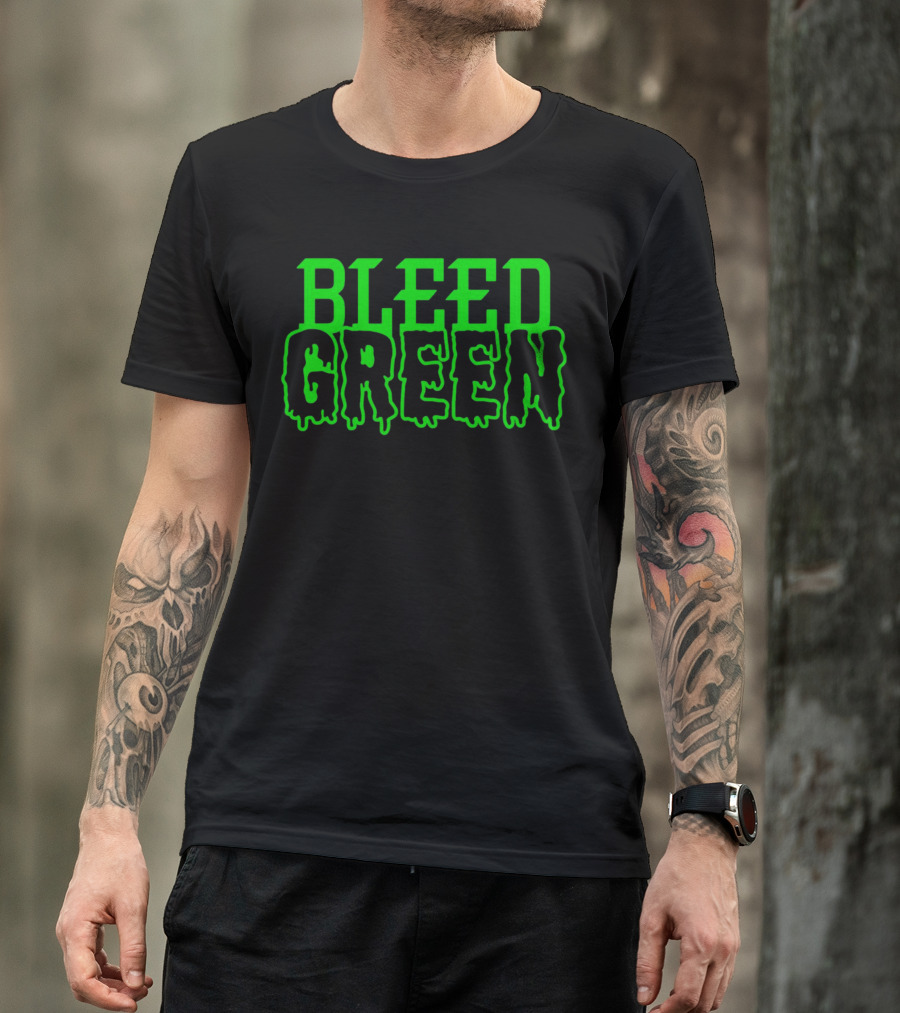 Bleed Green Dripping Neon Text T-Shirt