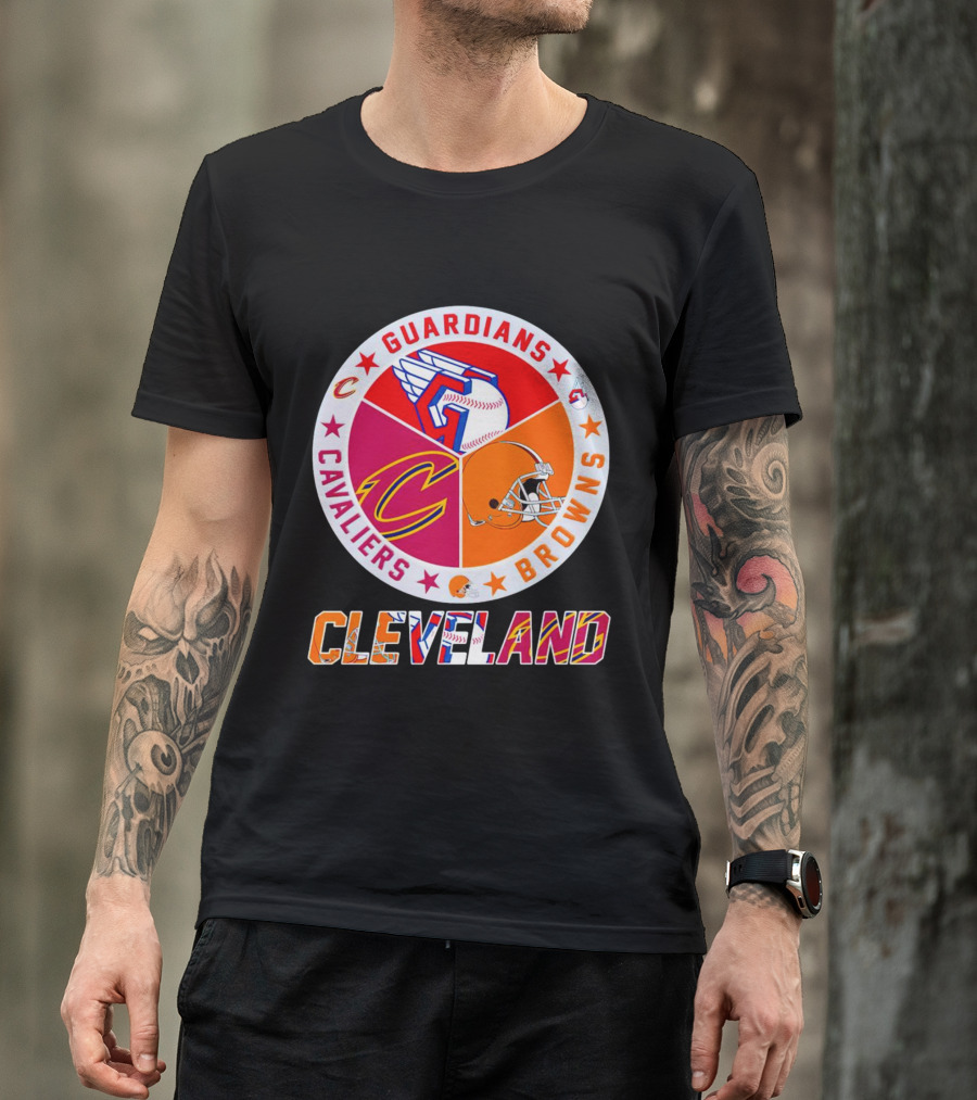 Cleveland Guardians Cavaliers Browns Logo Circle T-Shirt