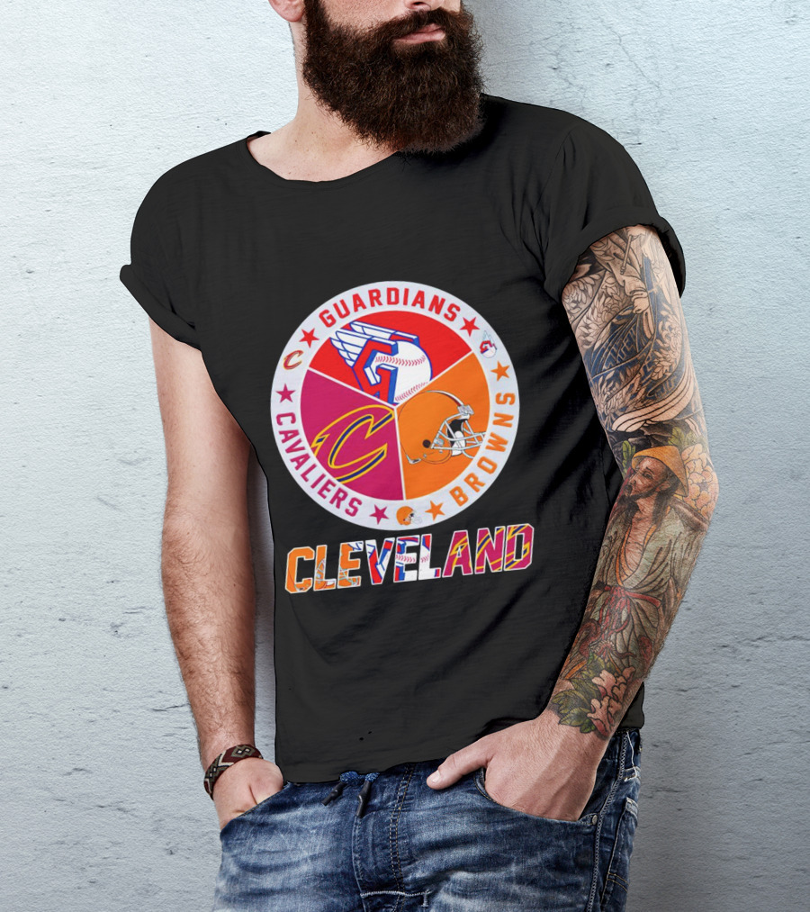 Cleveland Guardians Cavaliers Browns Logo Circle T-Shirt