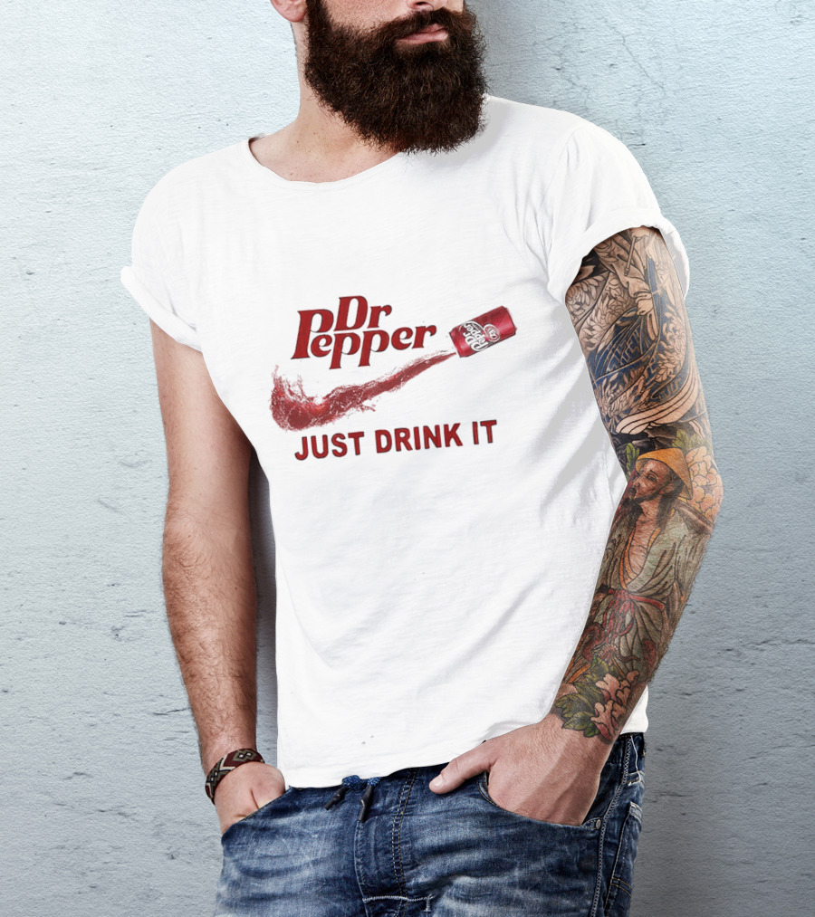 Dr Pepper Just Drink It Red Can Swoosh T-Shirt