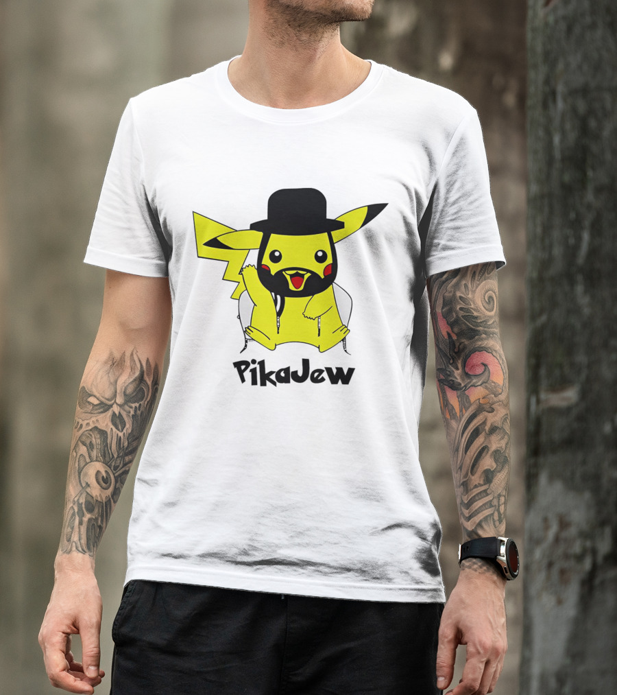 PikaJew Pikachu Hasidic Jewish Fusion Character With Yarmulke And Payot T-Shirt