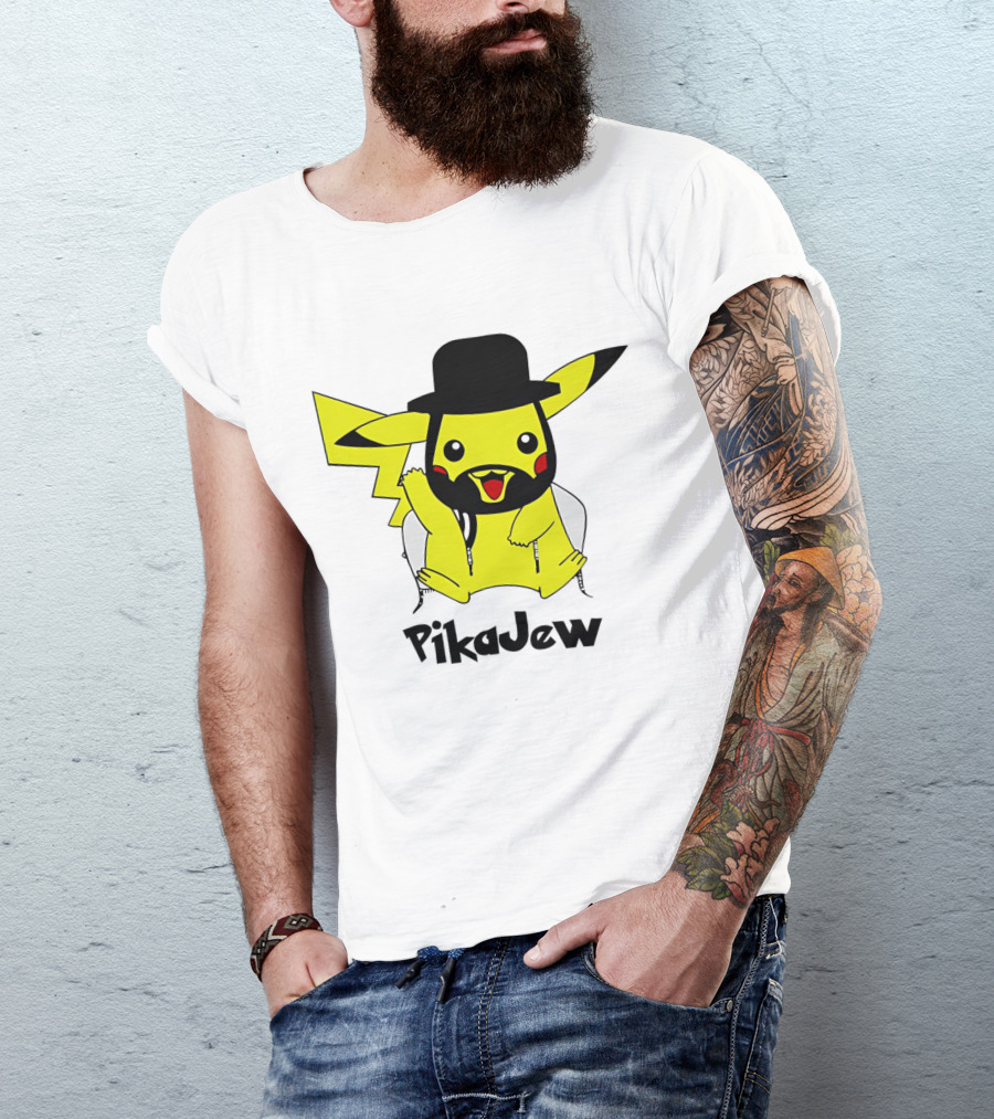 PikaJew Pikachu Hasidic Jewish Fusion Character With Yarmulke And Payot T-Shirt