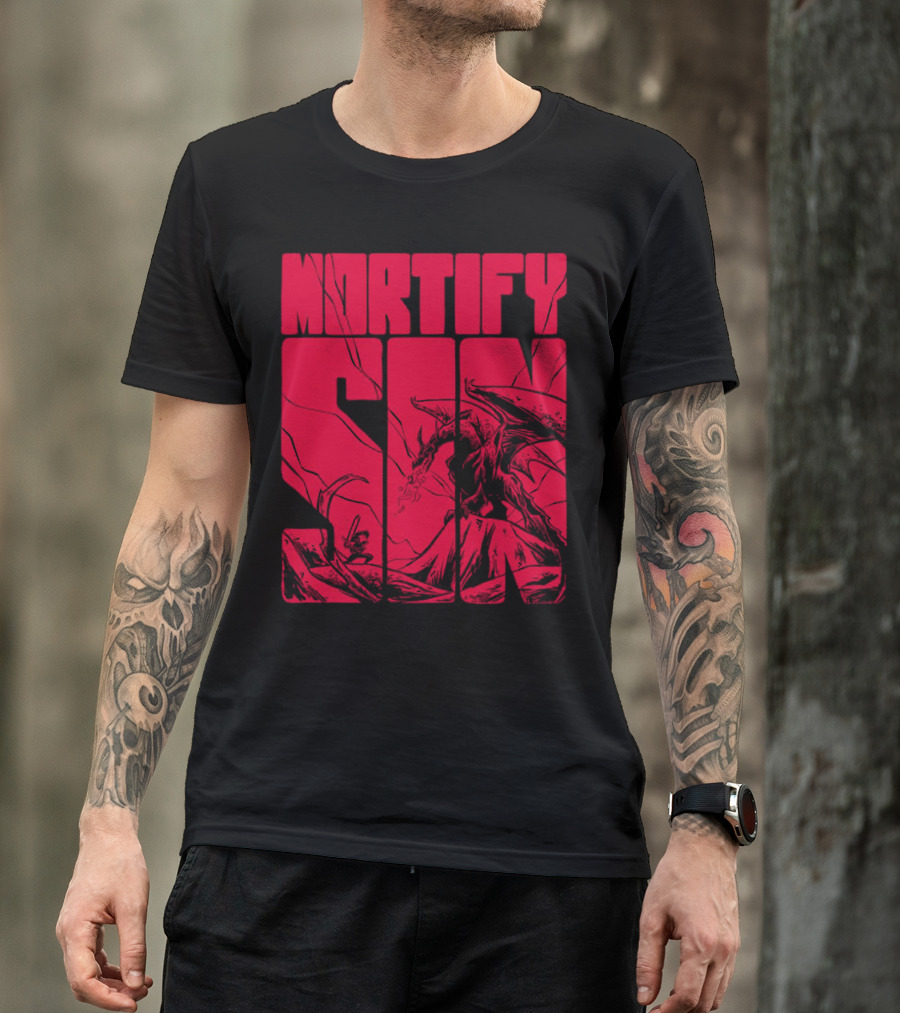 MORTIFY SIN Dark Battle With Fiery Behemoth T-Shirt