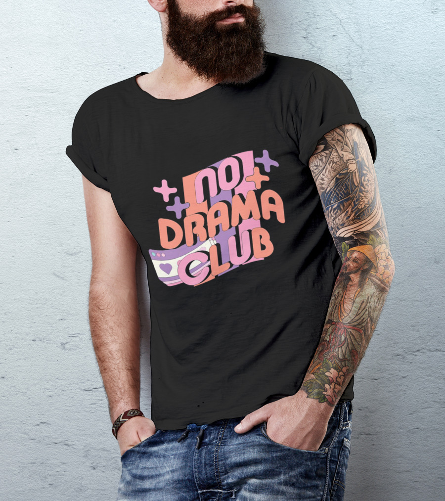 No Drama Club Cute Cartoon Heart Stripes And Shapes T-Shirt
