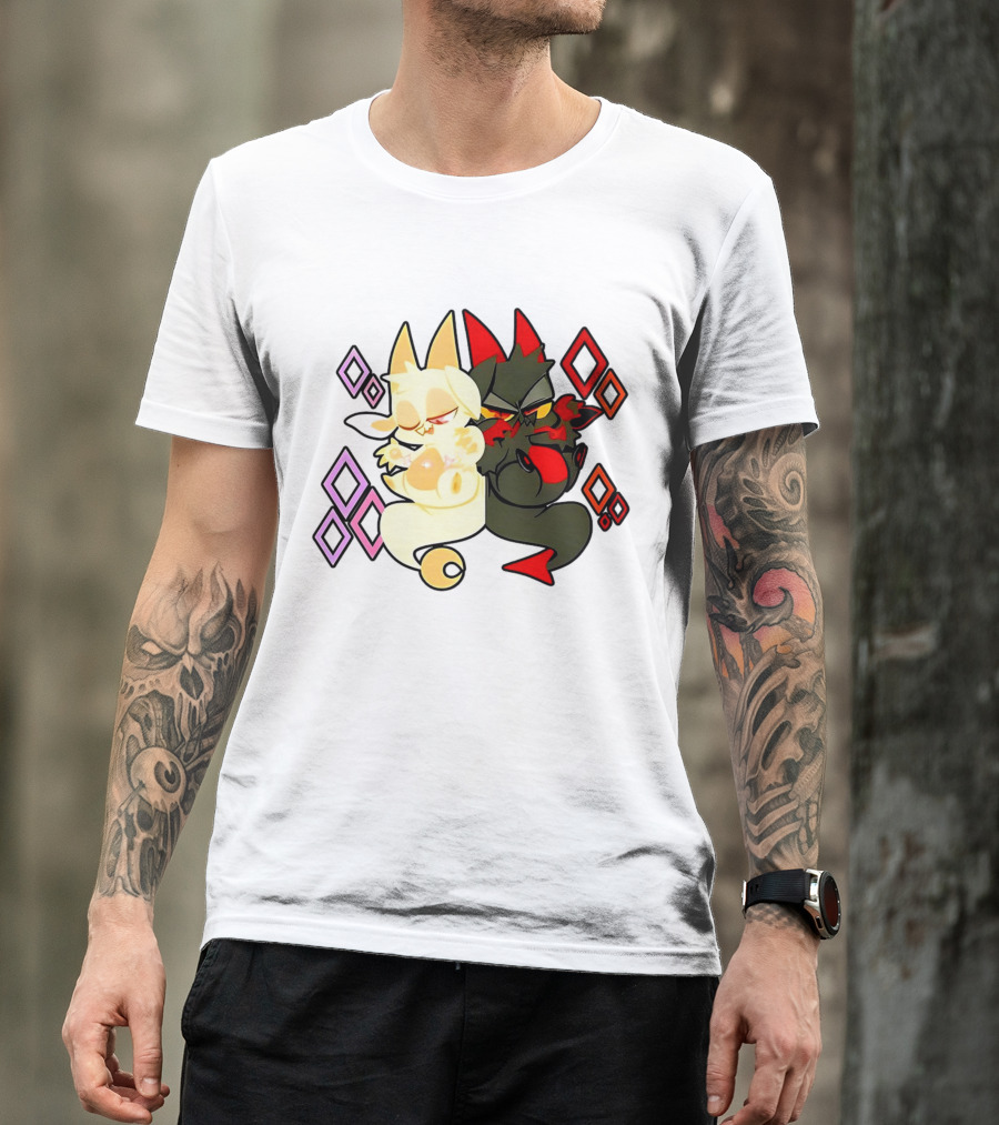 Chikn Nuggit Fwench Fwy Diamond Pattern Characters T-Shirt