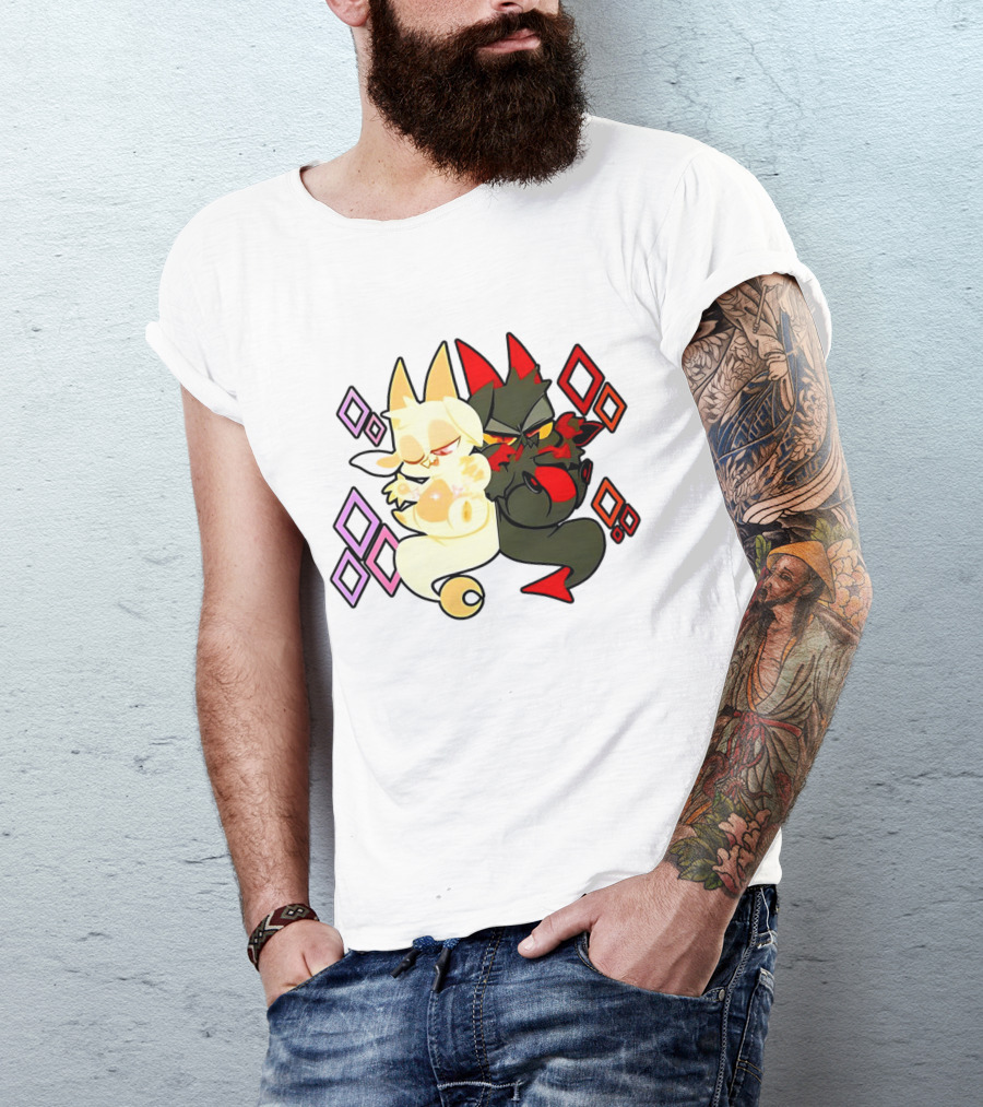 Chikn Nuggit Fwench Fwy Diamond Pattern Characters T-Shirt