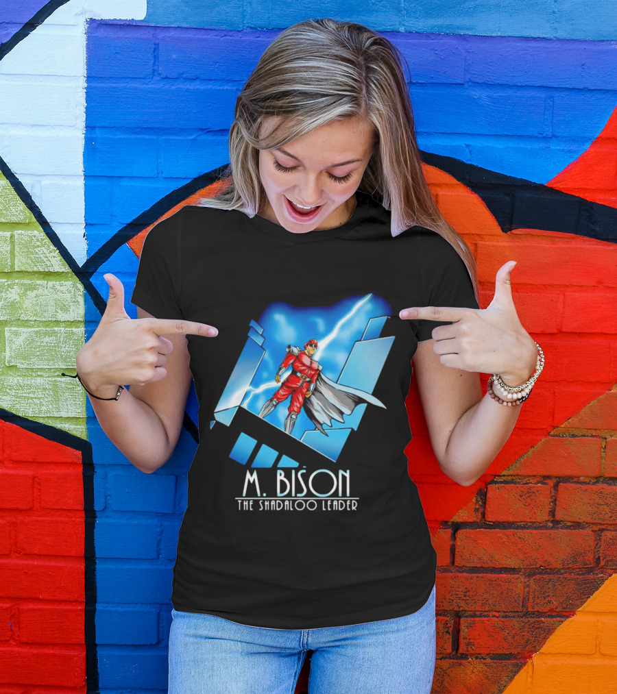 M. Bison The Shadaloo Leader Character With Lightning And Cityscape T-Shirt