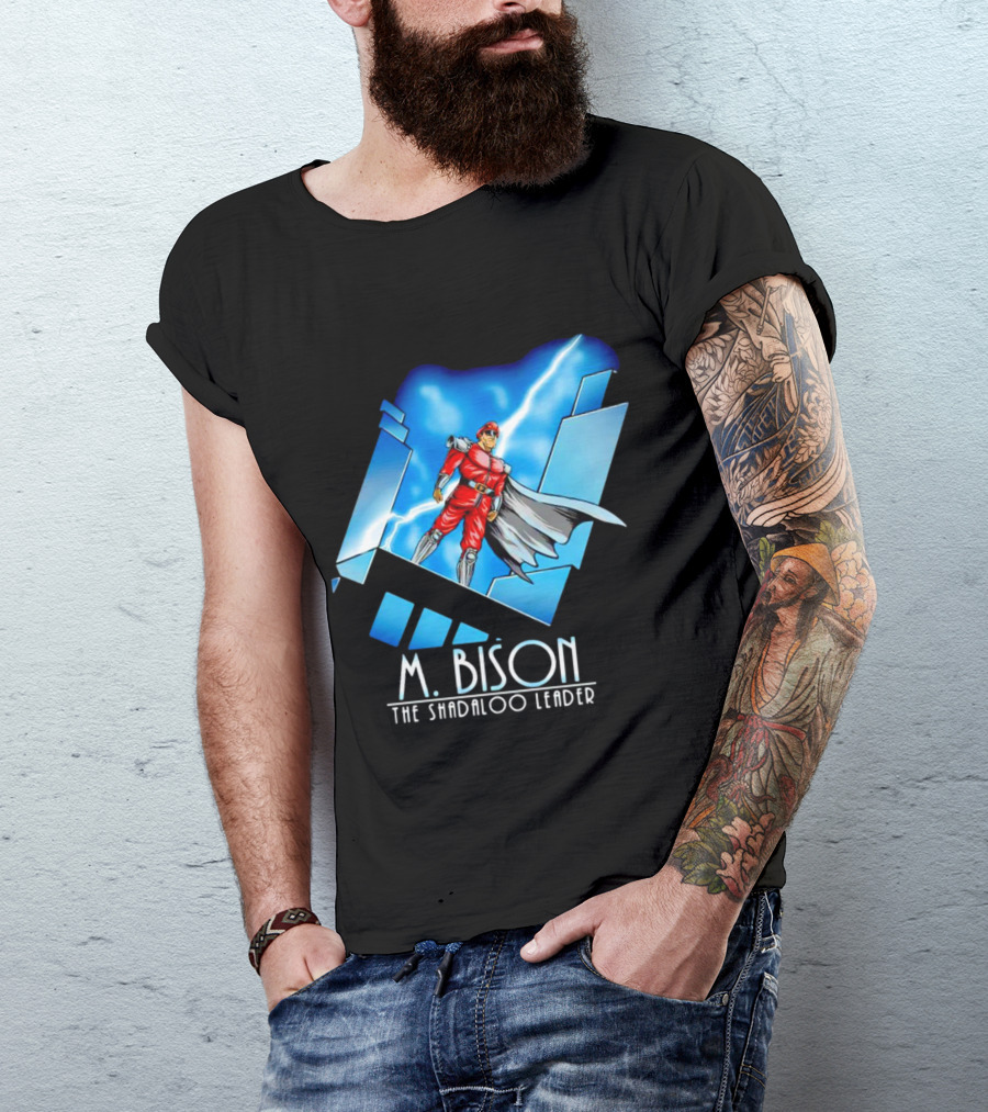 M. Bison The Shadaloo Leader Character With Lightning And Cityscape T-Shirt
