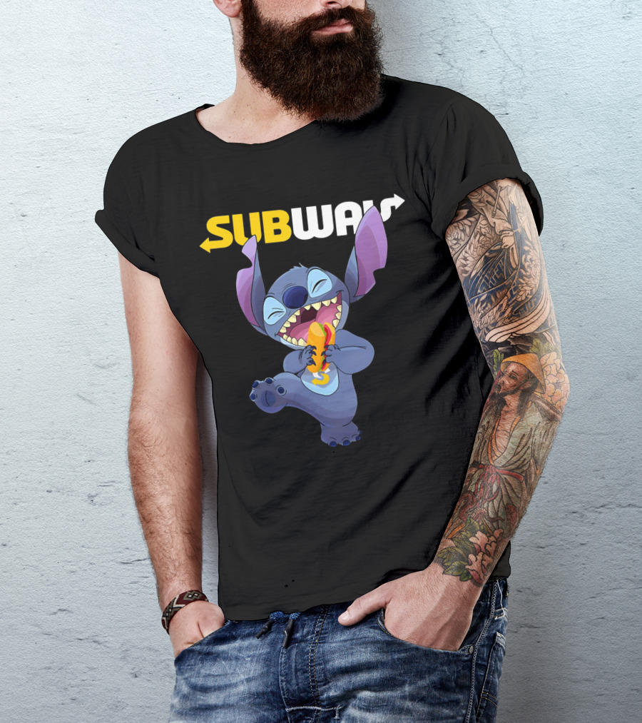 SUBWAY Stitch Eating Hotdog T-Shirt