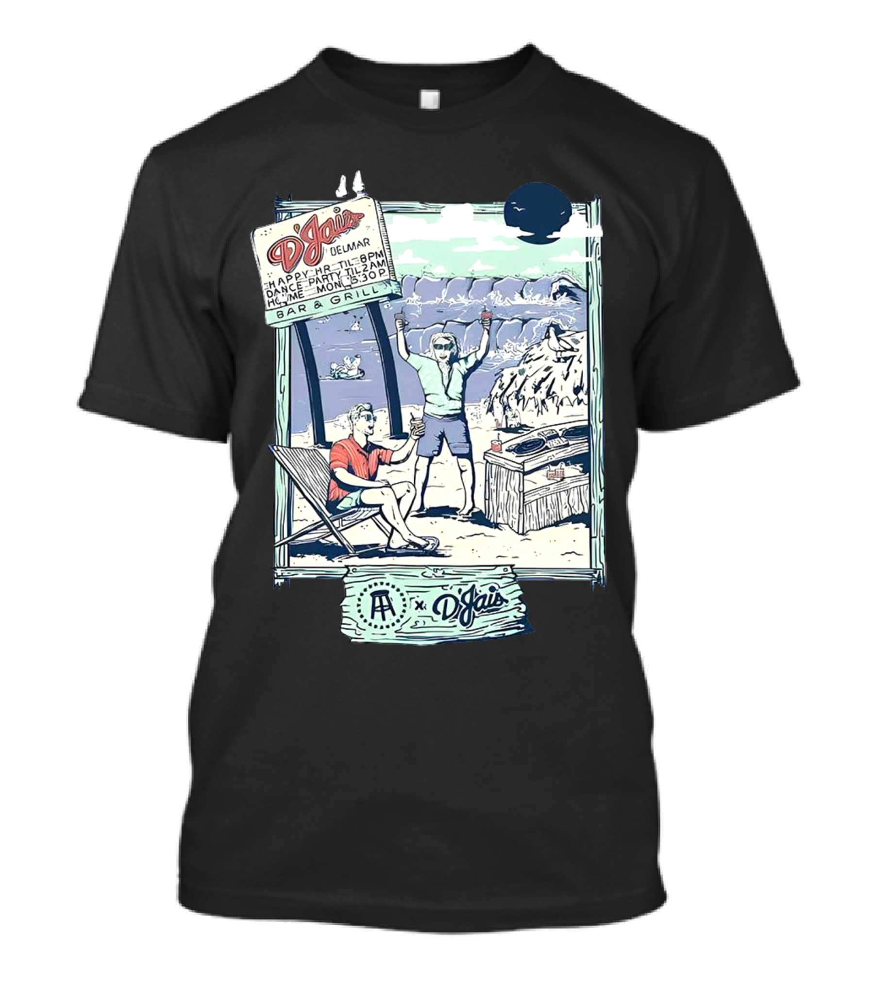 X D'jais Delmar Bar And Grill Happy Hour Beach Party Scene T-Shirt