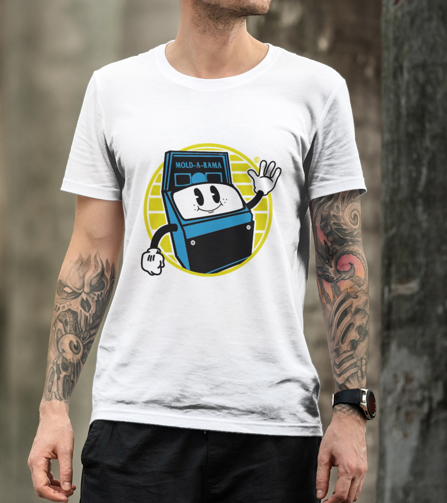 Mold-A-Rama Smiling Machine Icon With Yellow Circle Background T-Shirt