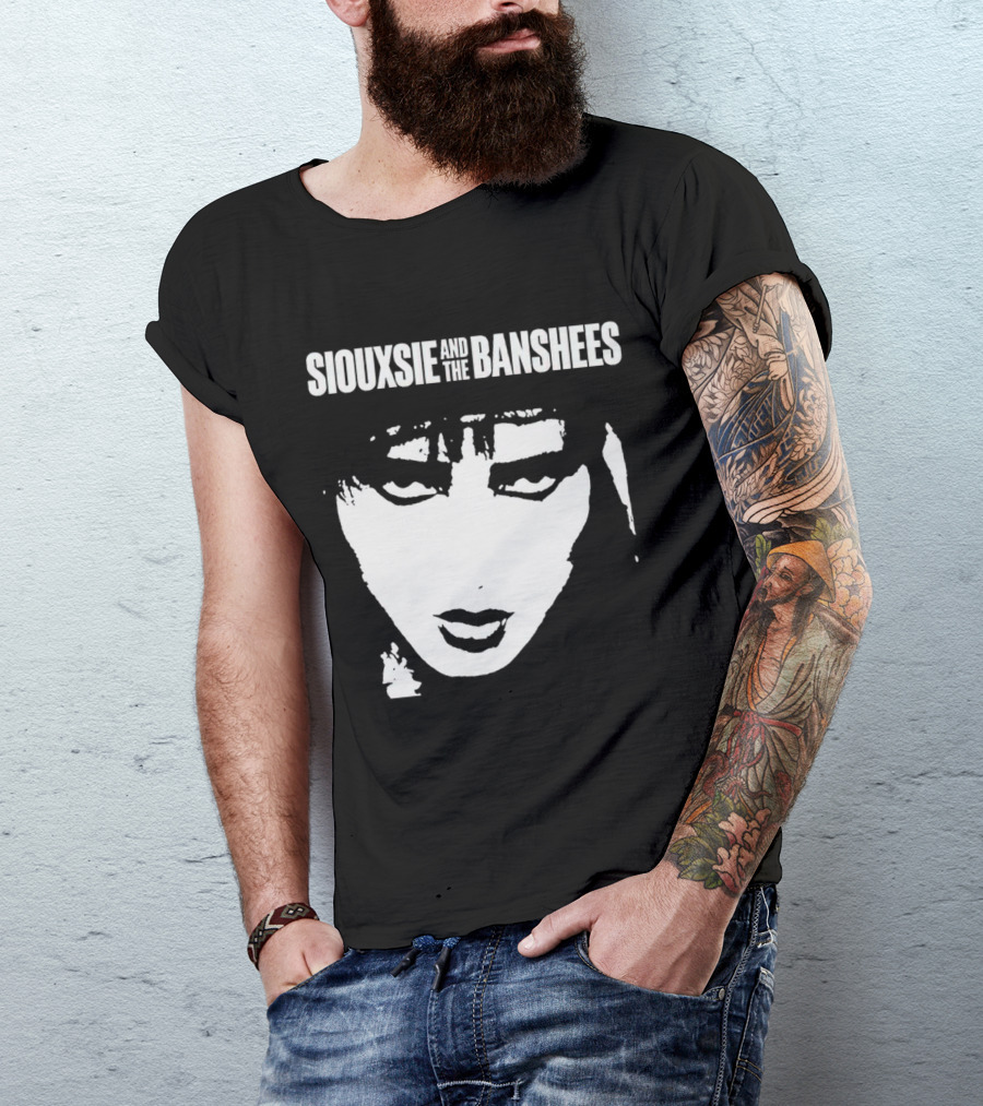 Siouxsie And The Banshees Bold Black And White Stylized Face T-Shirt