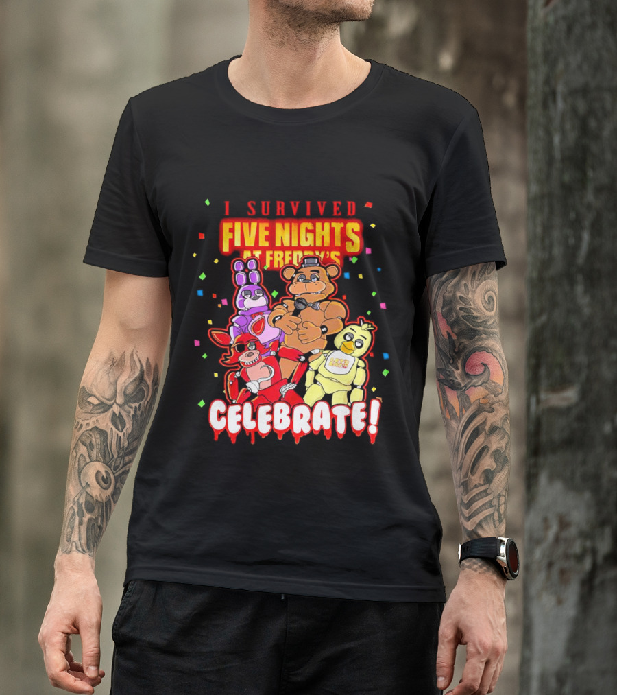 I Survived Five Nights At Freddy’s Celebrate Freddy Bonnie Chica Foxy T-Shirt