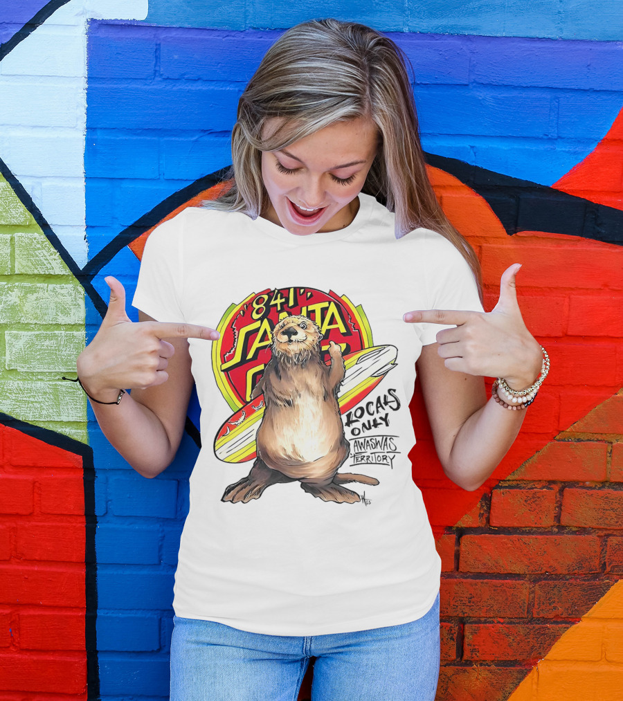 Otter 841 Santa Cruz Locals Only Awaswas Territory Surfing T-Shirt