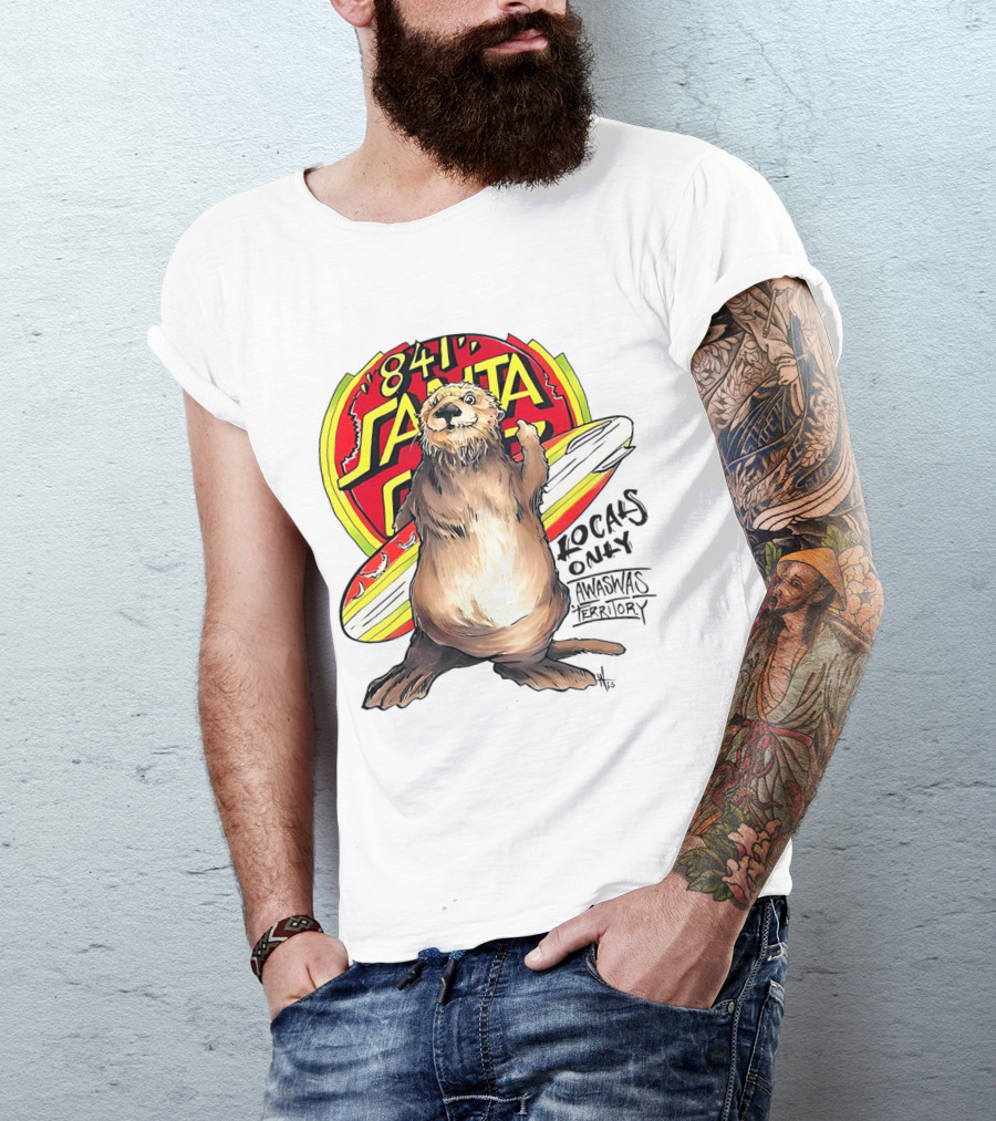 Otter 841 Santa Cruz Locals Only Awaswas Territory Surfing T-Shirt