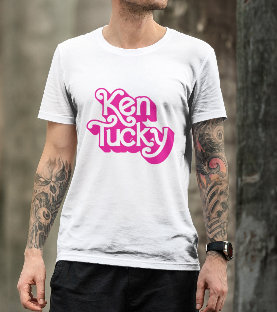 Ken Tucky Ken-Ergy Barbie Retro Bold Pink Letters T-Shirt