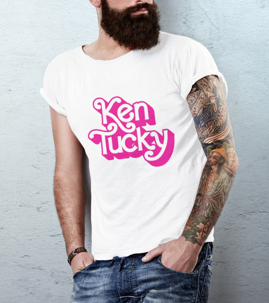 Ken Tucky Ken-Ergy Barbie Retro Bold Pink Letters T-Shirt