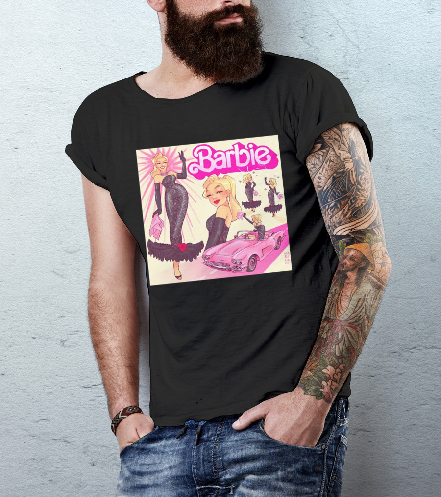 Barbie Glamorous Star With Pink Cadillac And Sparkling Dress T-Shirt