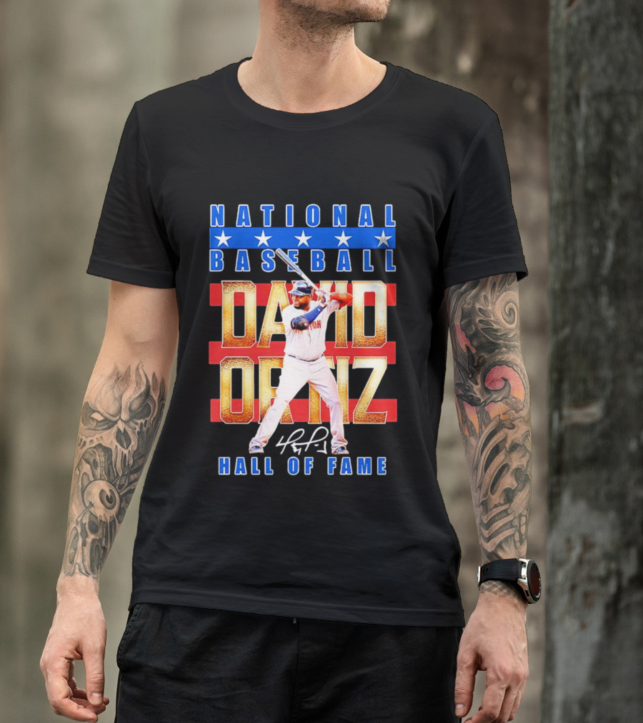 David Ortiz National Baseball Hall Of Fame Signature National Baseball Stars T-Shirt