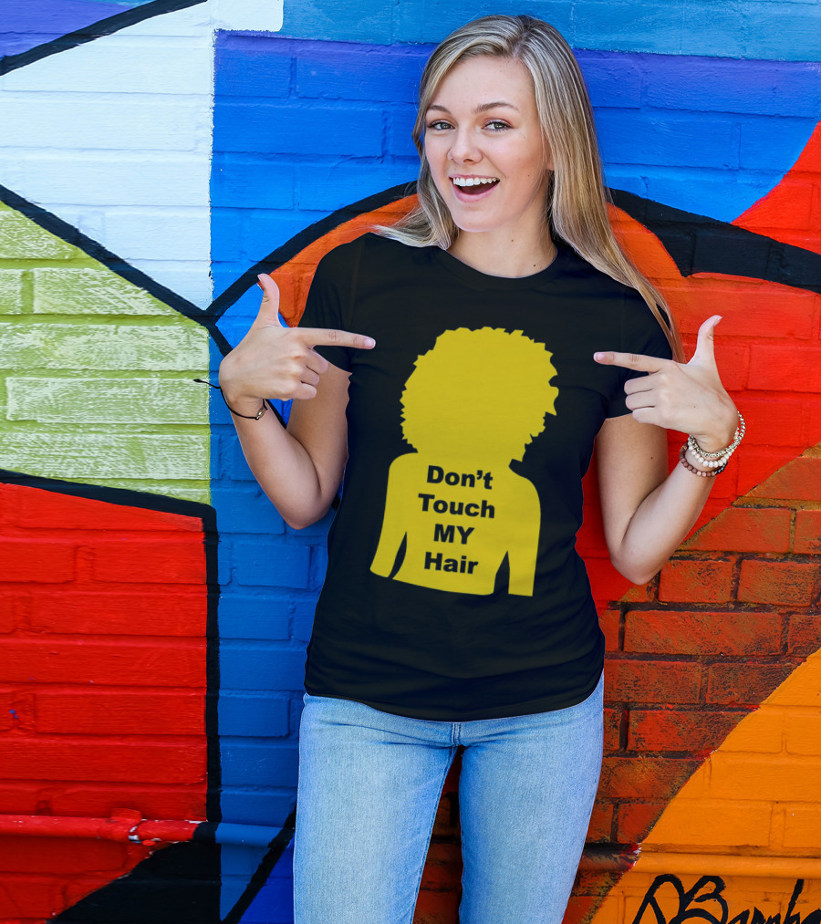 Don’t Touch My Hair Yellow Silhouette Afro Outline T-Shirt