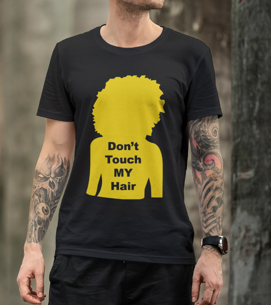 Don’t Touch My Hair Yellow Silhouette Afro Outline T-Shirt