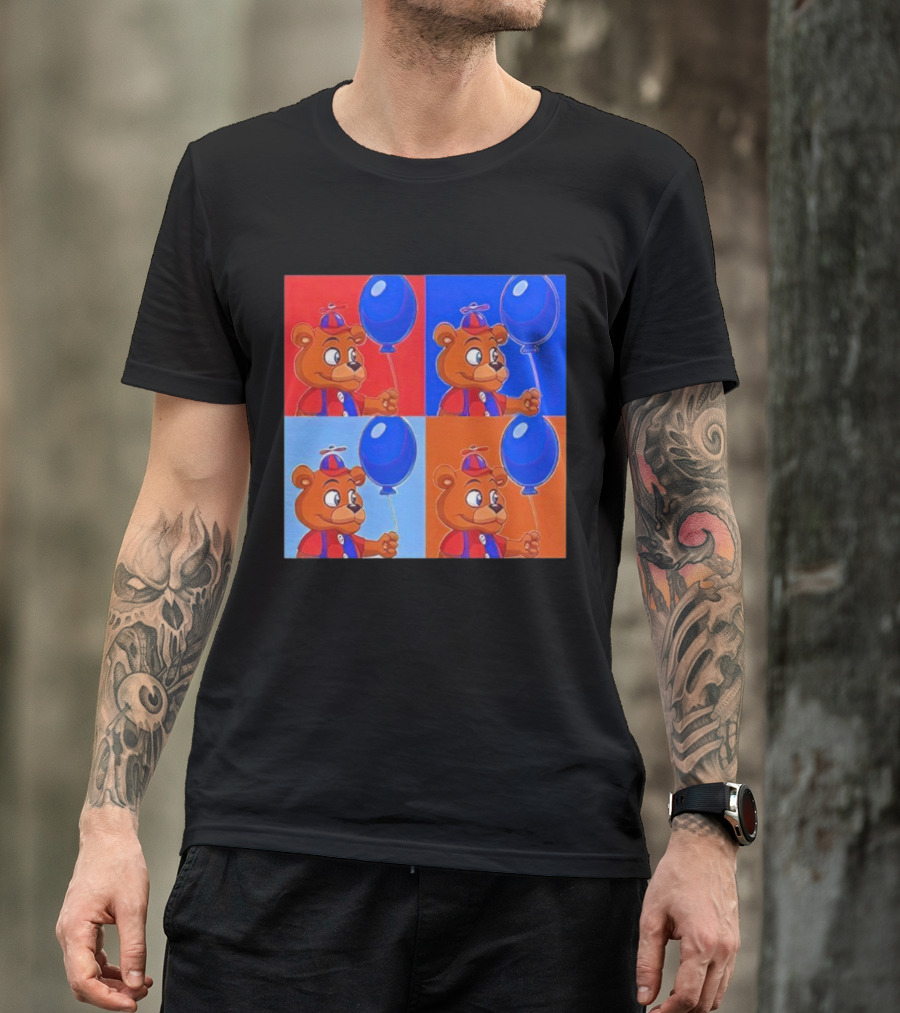 Balloon Freddy Pop Art Style Multicolor Collage T-Shirt