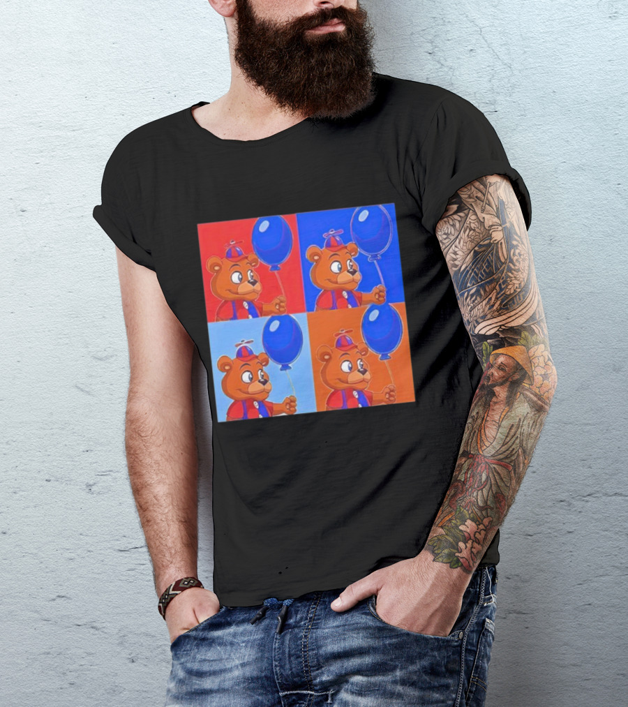 Balloon Freddy Pop Art Style Multicolor Collage T-Shirt