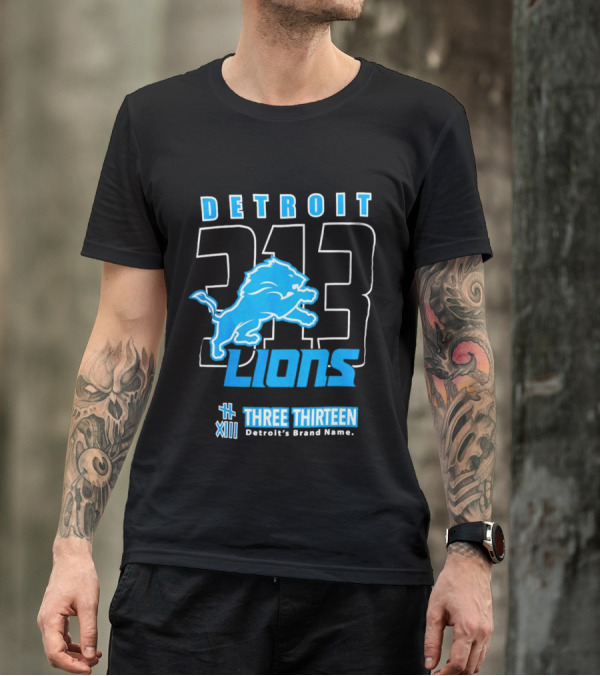 Detroit 313 Detroit Lions Three Thirteen XIII Brand Name T-Shirt