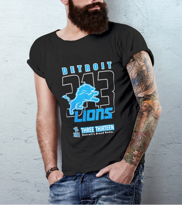 Detroit 313 Detroit Lions Three Thirteen XIII Brand Name T-Shirt