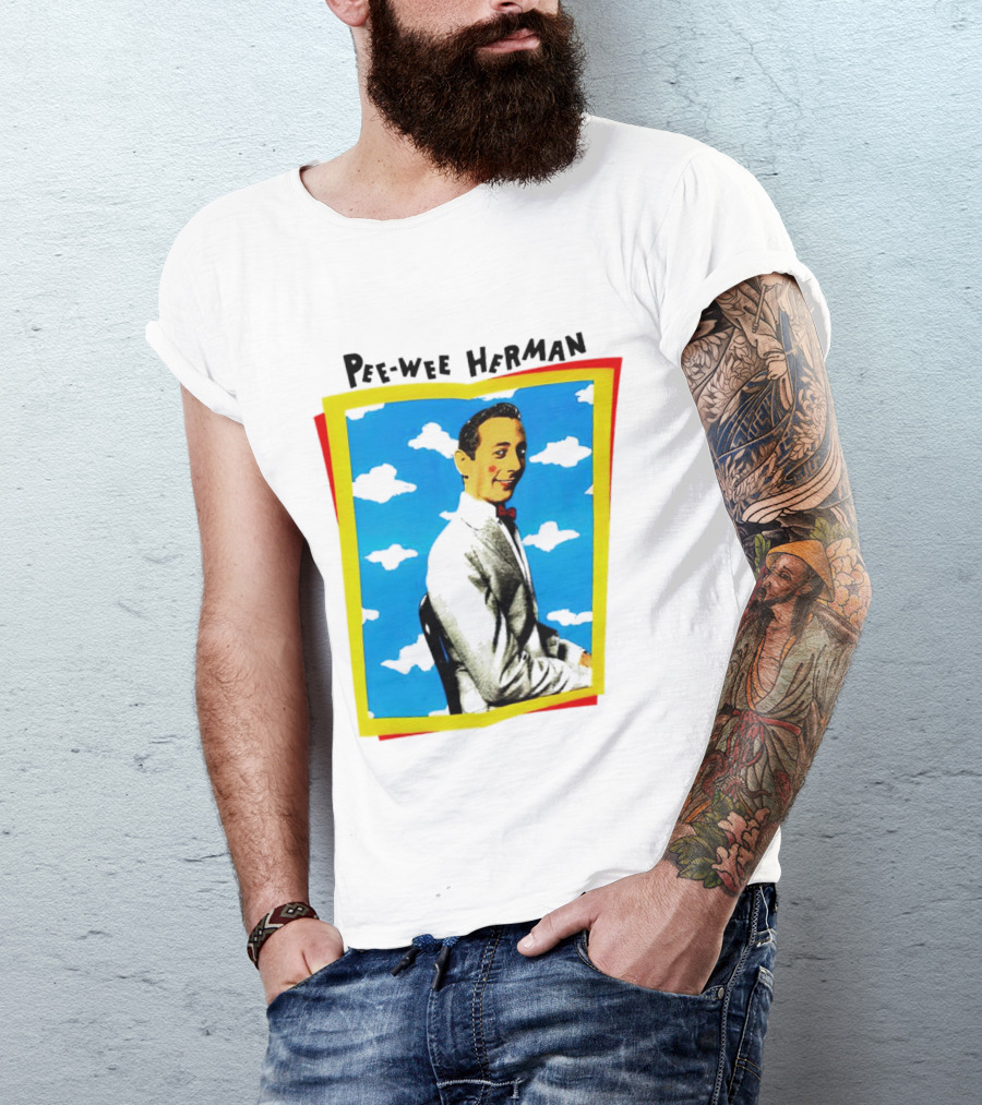 Pee-Wee Herman Paul Reubens Retro Pop Art Style Bright Blue Background T-Shirt