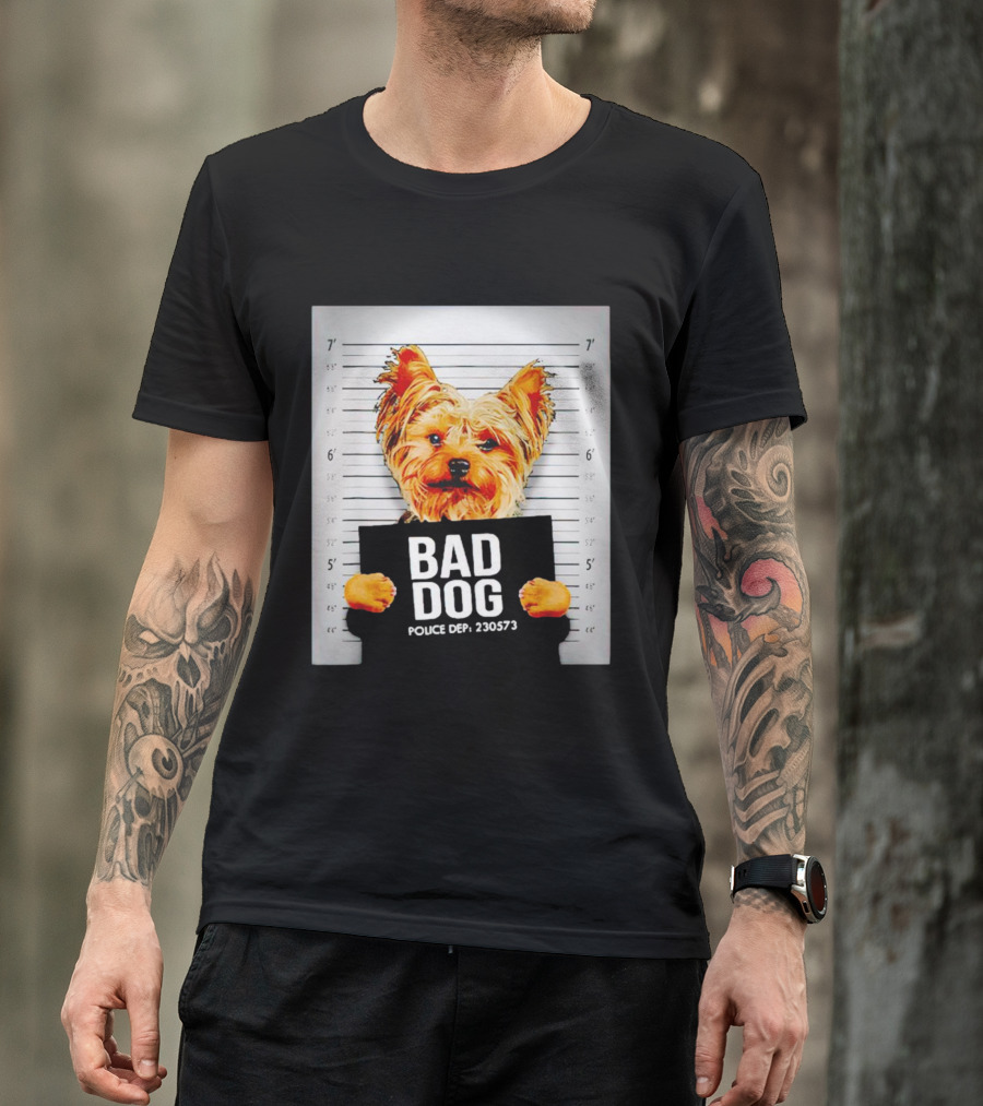 Bad Dog Yorkie Mugshot Police Dept 230573 T-Shirt