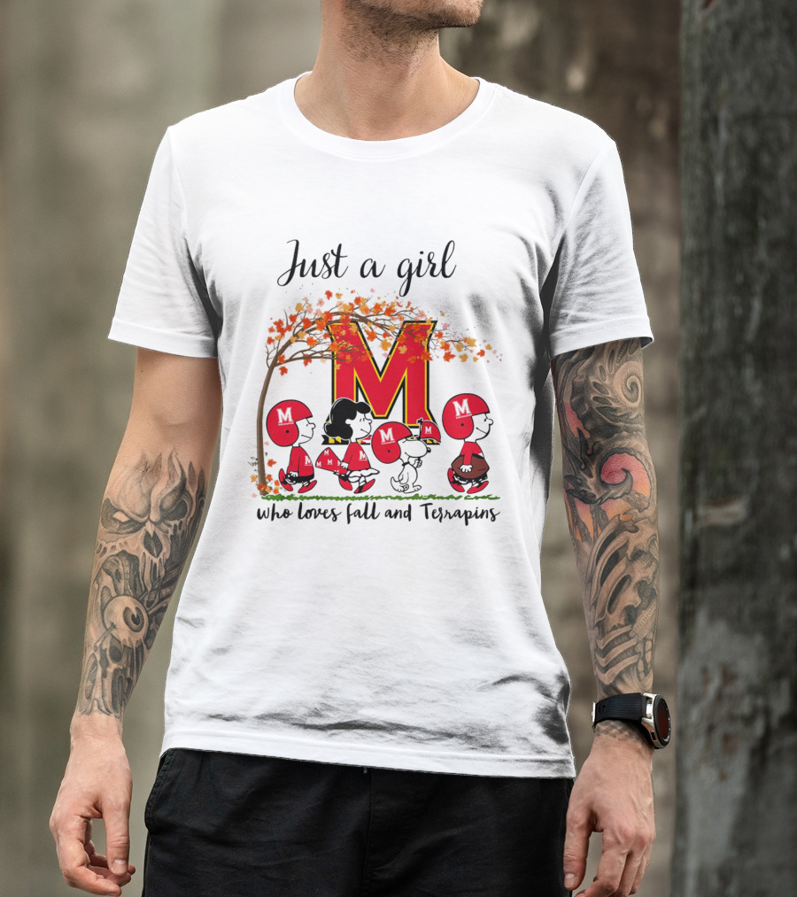 Just A Girl Who Loves Fall And Terrapins Peanuts Cartoon T-Shirt