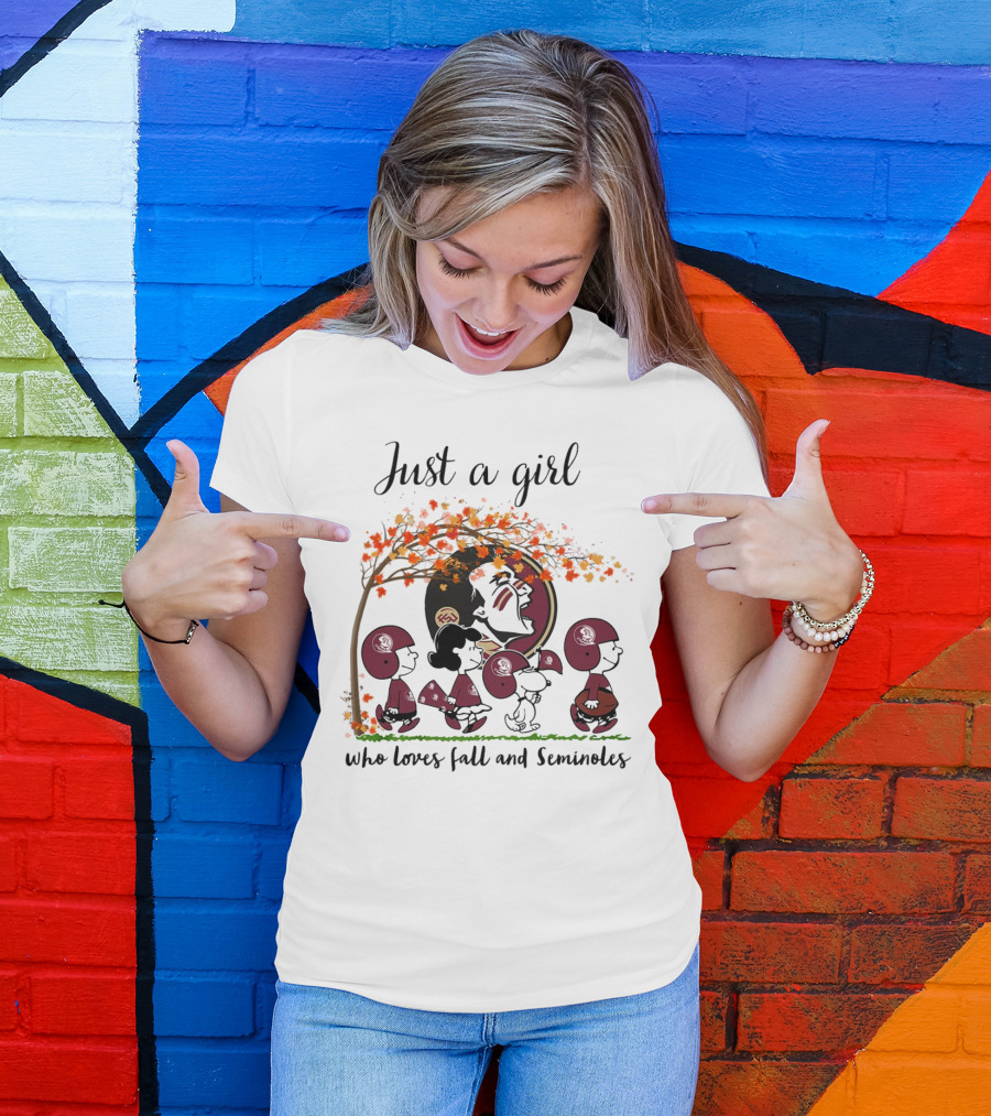 Just A Girl Who Loves Fall And Seminoles Peanuts Cartoon T-Shirt