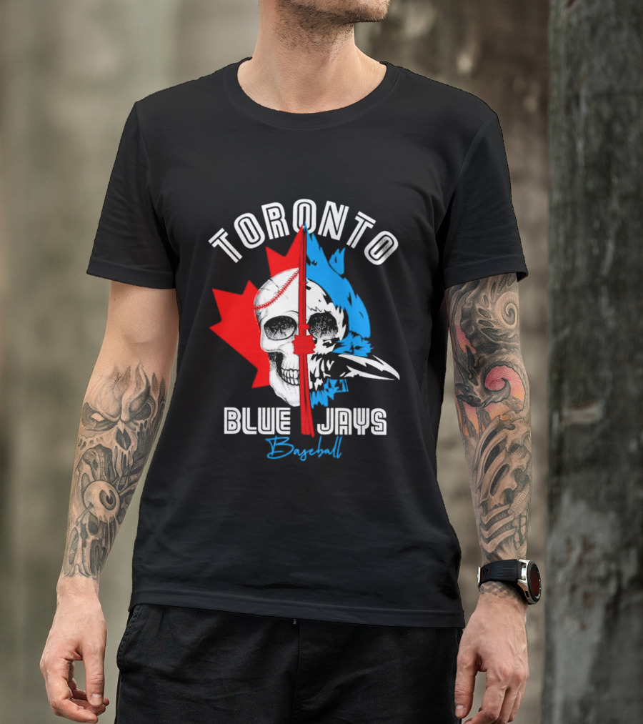 Toronto Blue Jays Skull Baseball Canada Flag T-Shirt