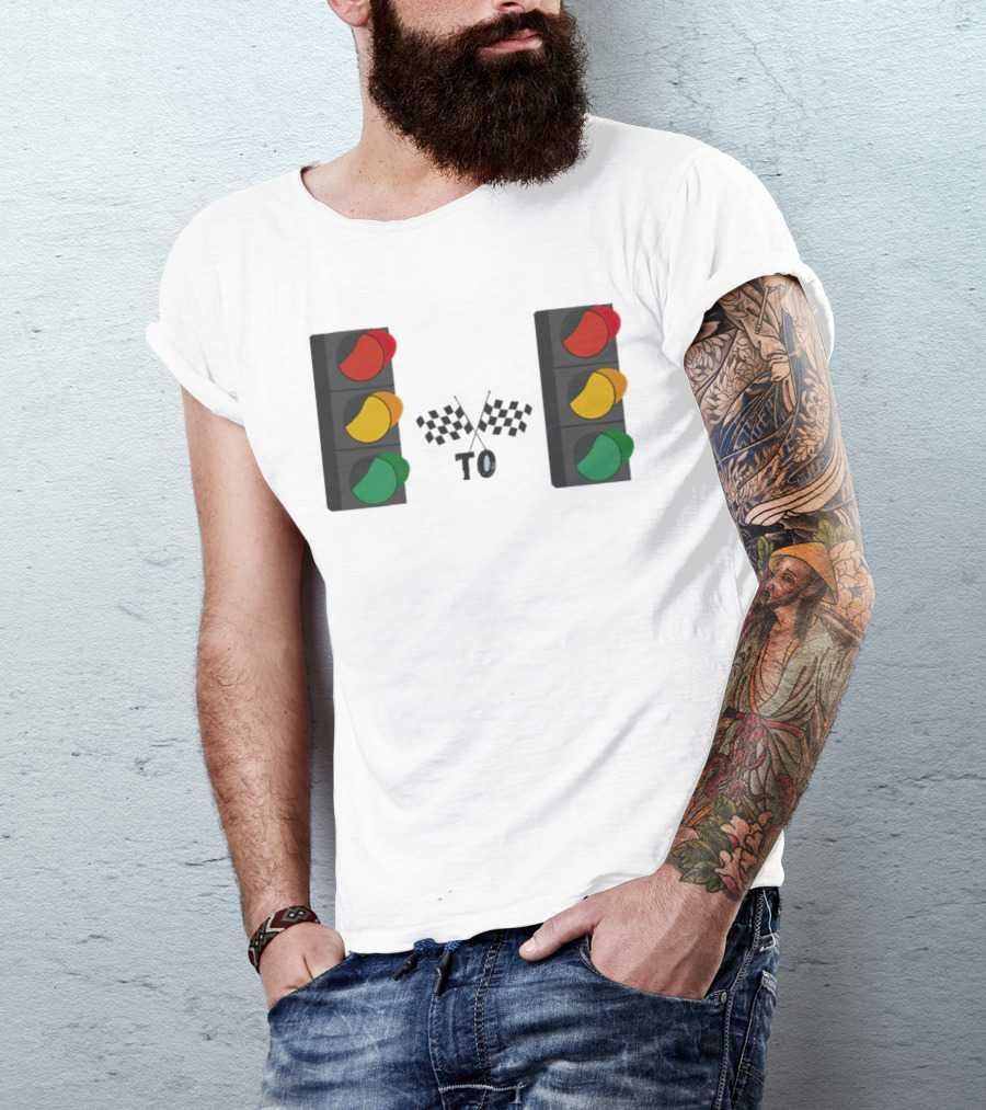 Stoplight To Stoplight Race Checkered Flags T-Shirt