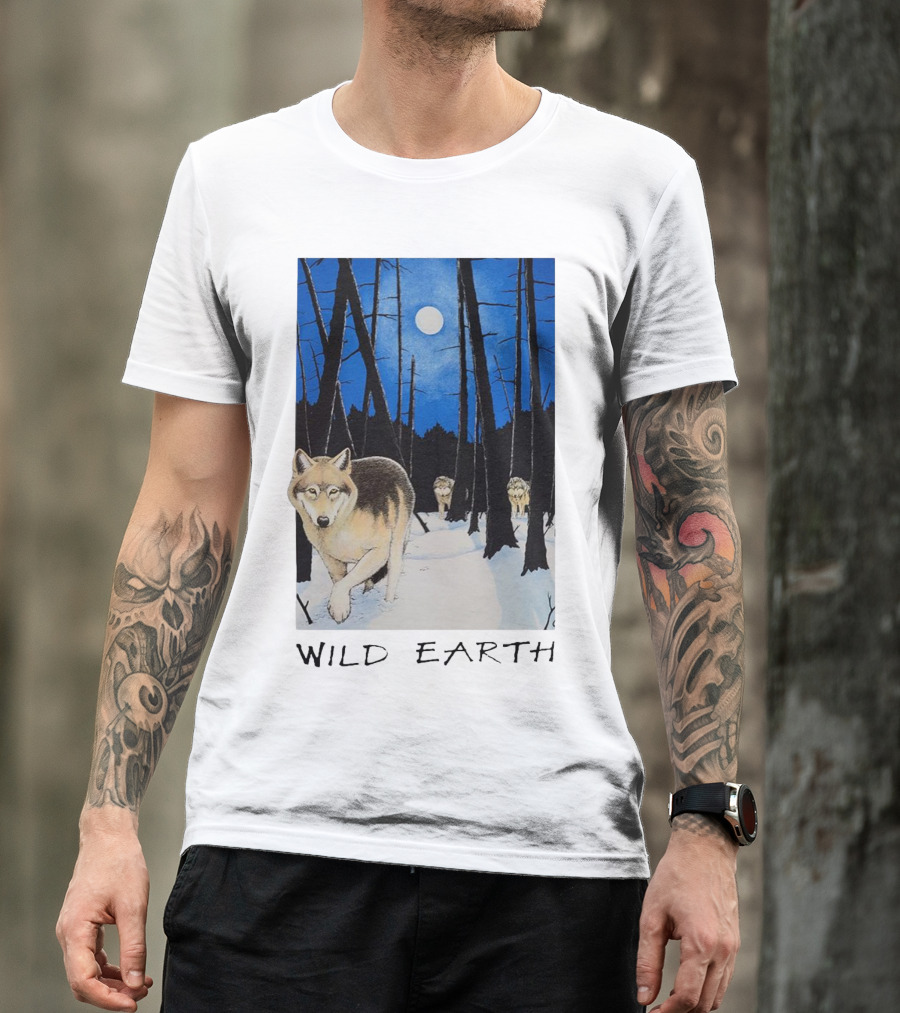 Wild Earth Wolves Under Moonlit Forest T-Shirt