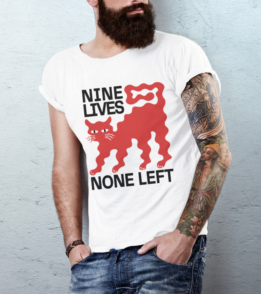 Nine Lives None Left Red Cat T-Shirt