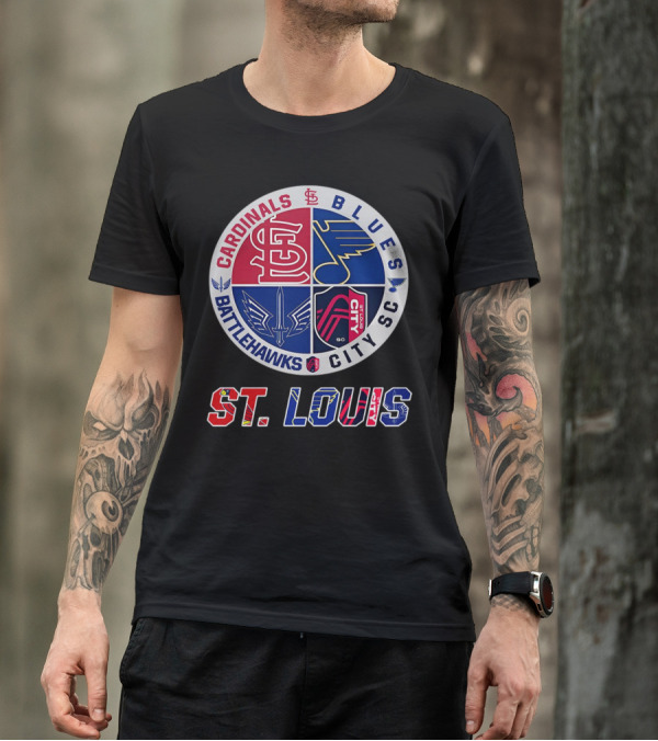 St. Louis Cardinals Blues Battlehawks City SC Sports Circle T-Shirt
