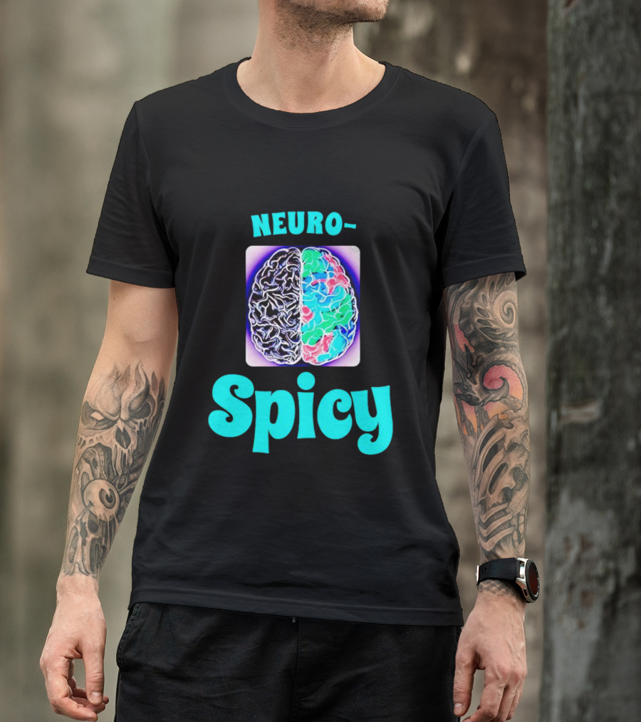 Neuro-Spicy Brains Vibrant Colorful Brain T-Shirt