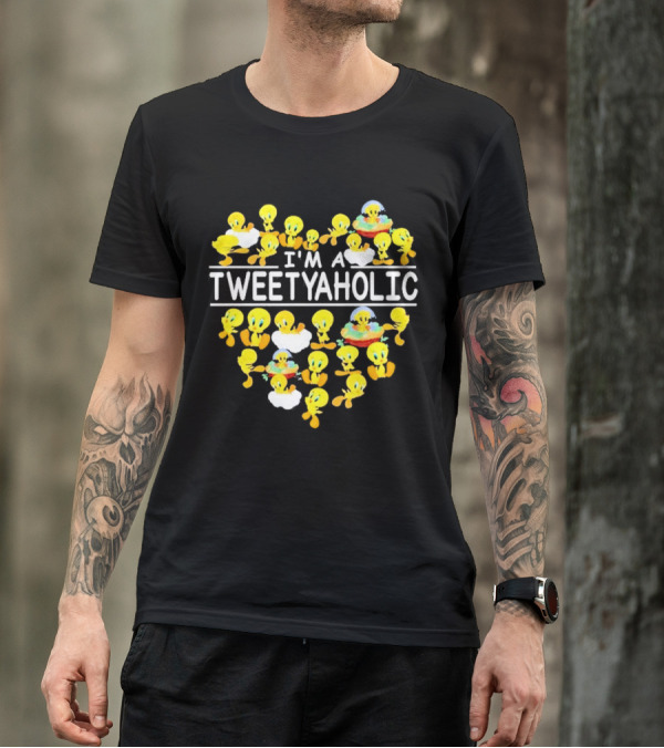 I'm A Tweetyaholic Heart Design Featuring Multiple Tweety Bird Poses T-Shirt