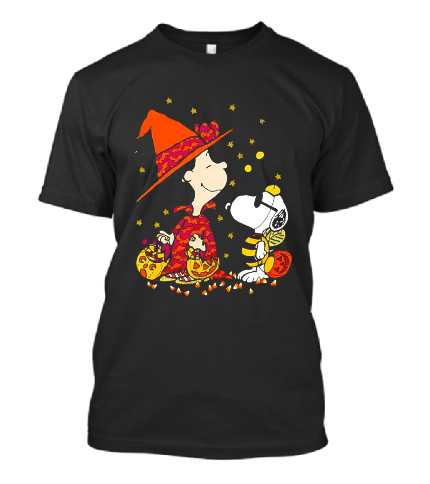 Snoopy Halloween Witch With Cute Bees And Pumpkins T-Shirt