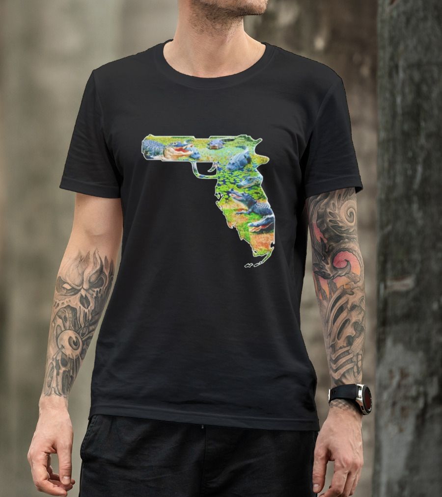 Florida Alligator Shape Gun T-Shirt