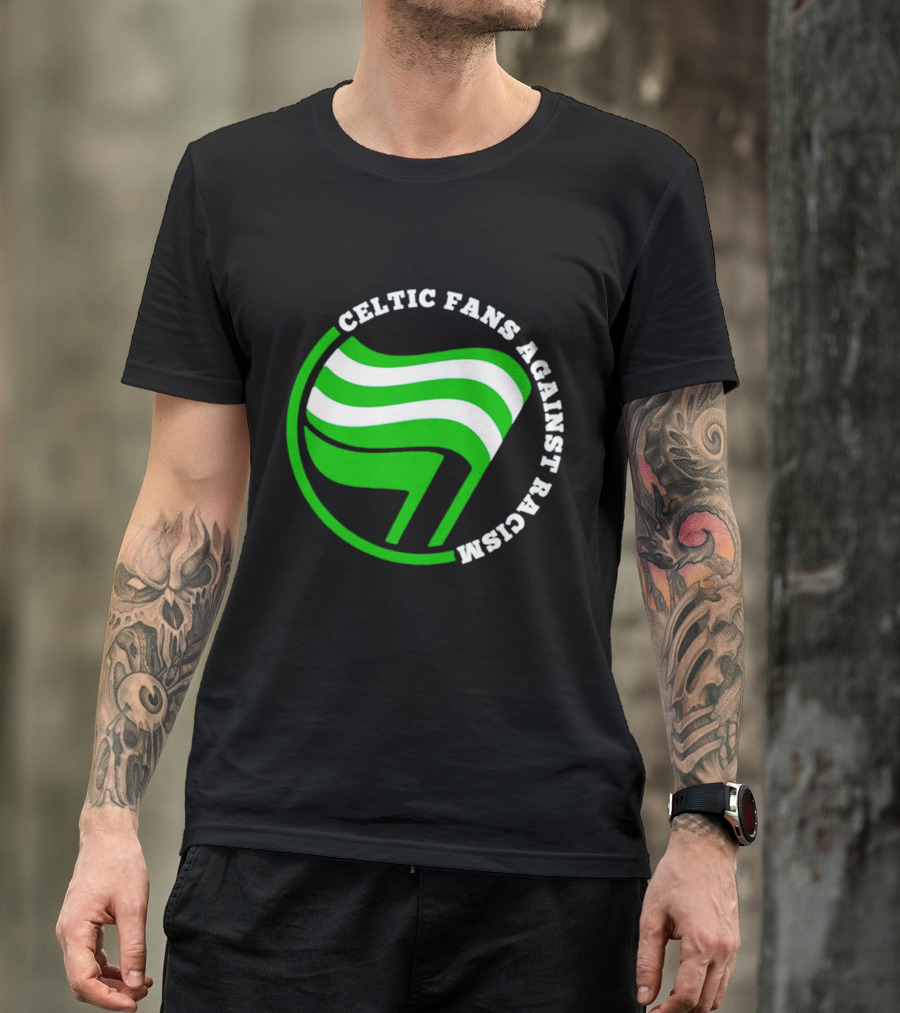Celtic Fans Against Racism Green And White Flag T-Shirt