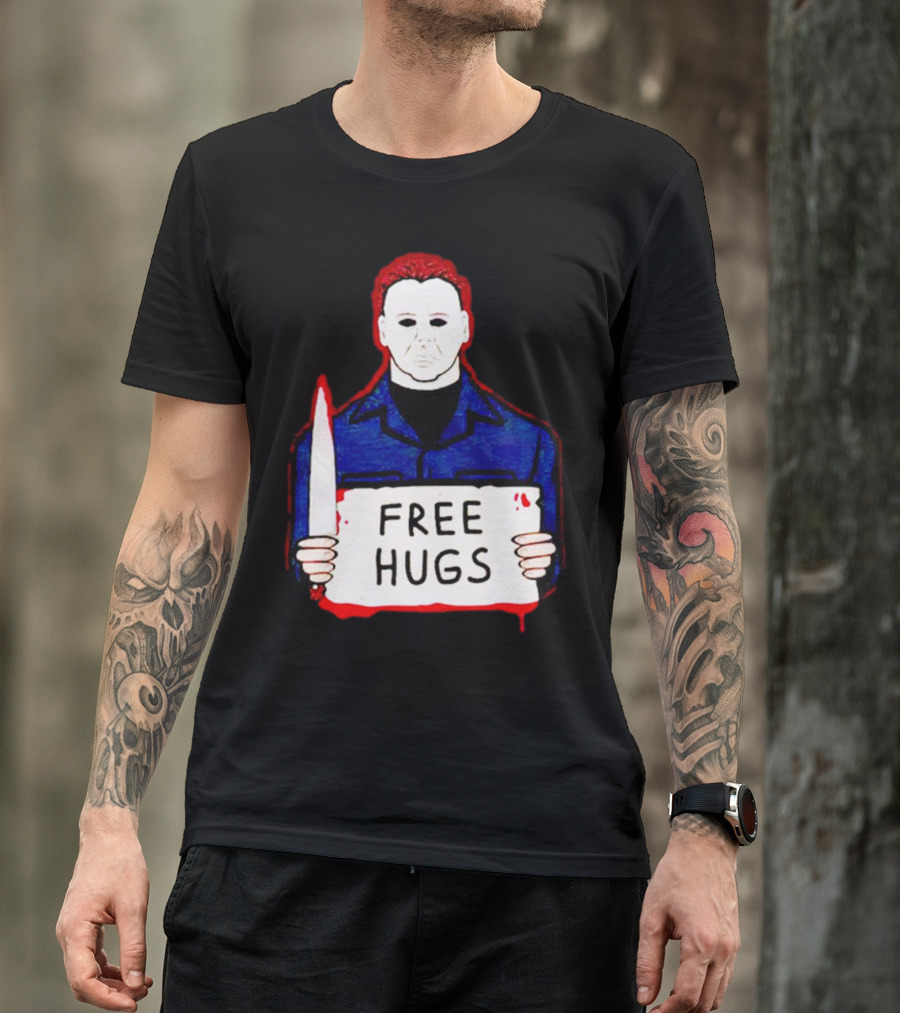 Free Hugs Michael Myers Knife Halloween Horror T-Shirt