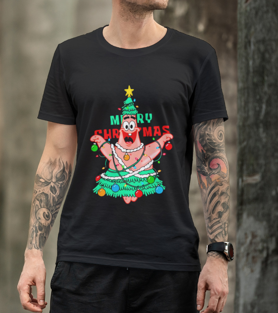 Merry Christmas Patrick Tree Holiday Lights T-Shirt