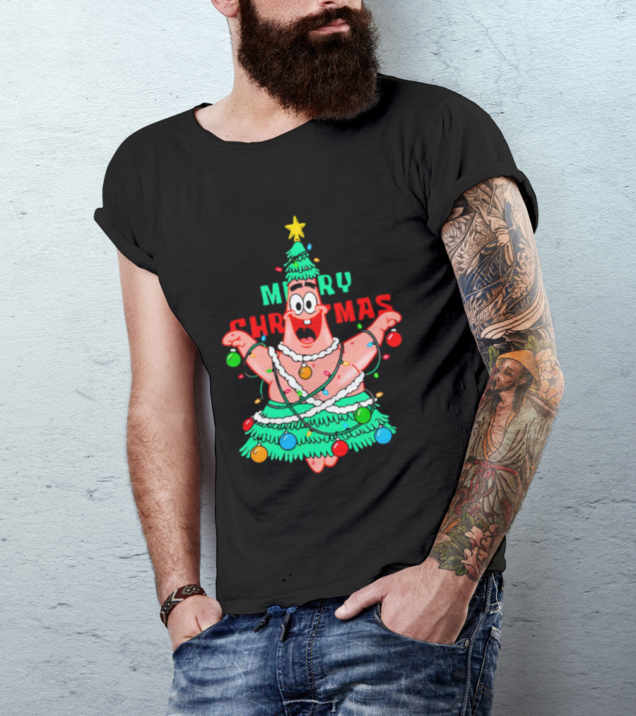 Merry Christmas Patrick Tree Holiday Lights T-Shirt